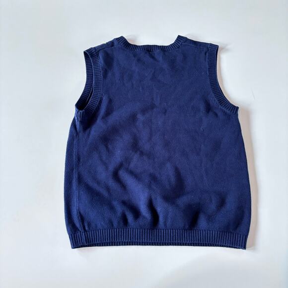 Talbots Kids Sweater Vest Boys Size 10 Navy Blue Argyle N Neck Preppy - Picture 4 of 4